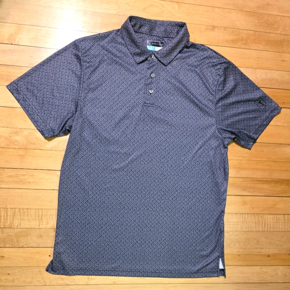 PGA Tour Shirt Men’s Large Floral Pattern Grey Short Sleeve Golf Polo Activewear